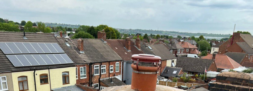 This is a photo taken from a roof which is being repaired by TRP Roofing Driffield it shows a street of houses, and their roofs